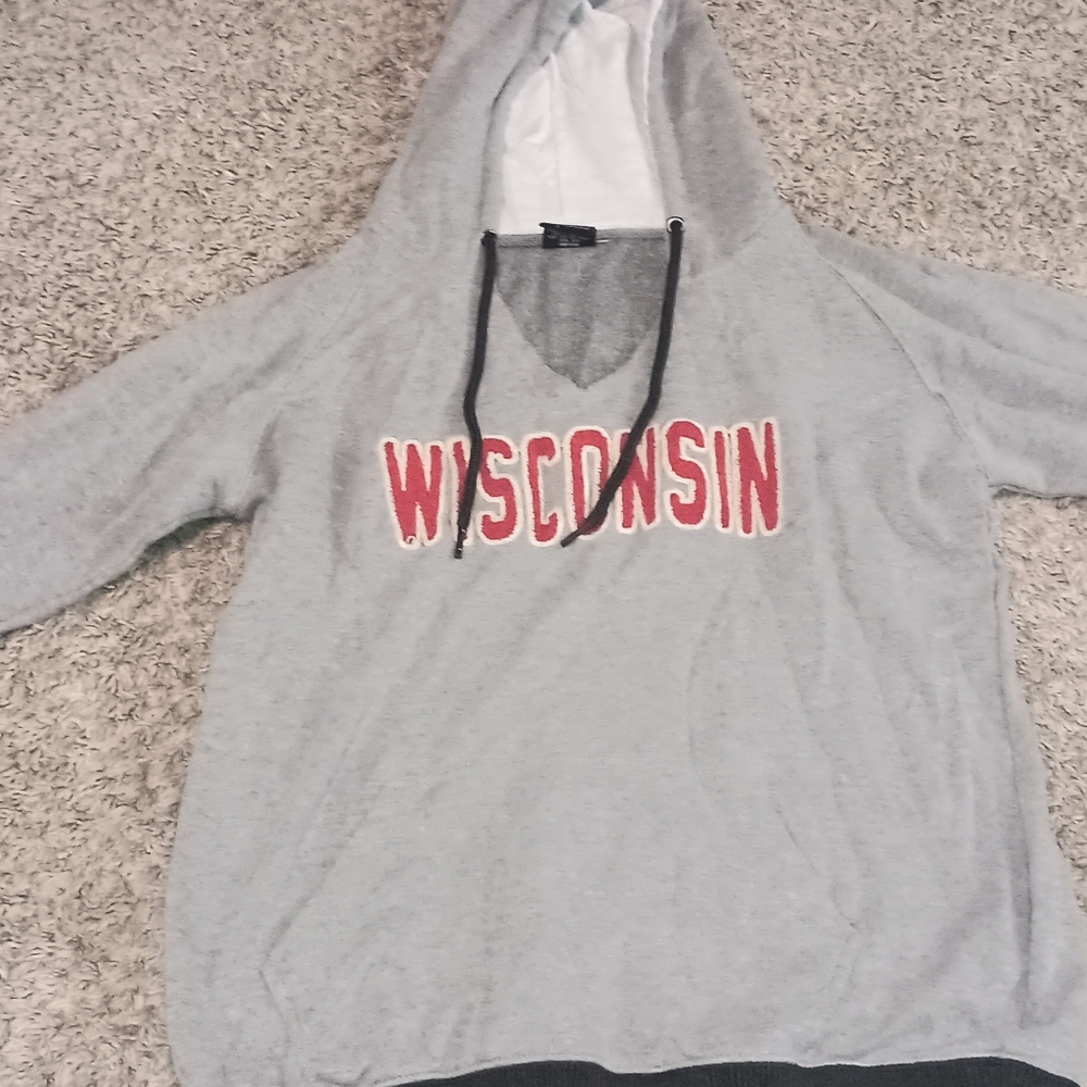 Women's Campus‎ Heritage Wisconsin Sweater Size Large Color Gray Red Sports...